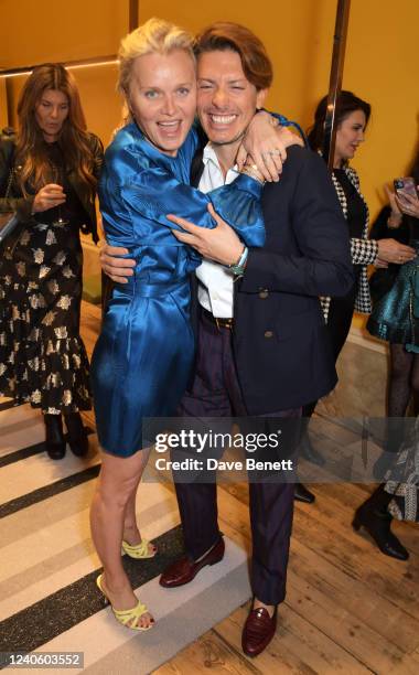 Dr Barbara Sturm and Co-Founder of Aquazzura Edgardo Osorio attend the Dr. Barbara Sturm & Aquazzura collaboration launch at Browns on May 11, 2022...