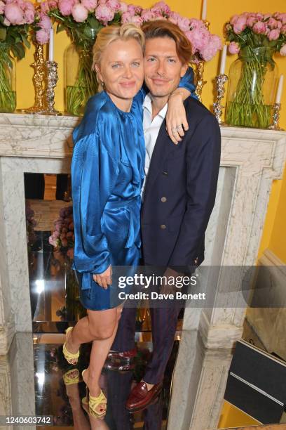 Dr Barbara Sturm and Co-Founder of Aquazzura Edgardo Osorio attend the Dr. Barbara Sturm & Aquazzura collaboration launch at Browns on May 11, 2022...