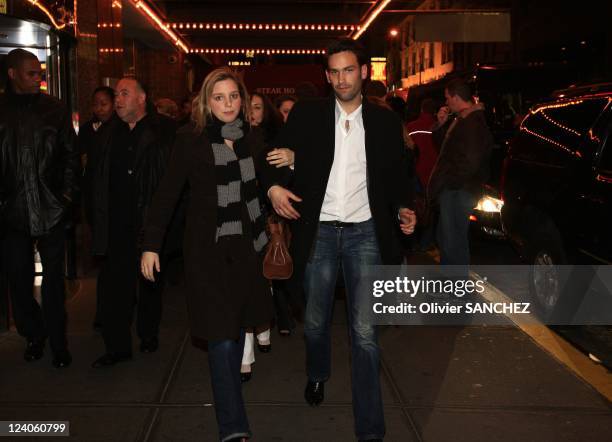 Romantic walk for Cecilia's daughter Jeanne-Marie Martin and boyfriend Gurvan Rallon in the streets of Broadway In New York, United States On March...