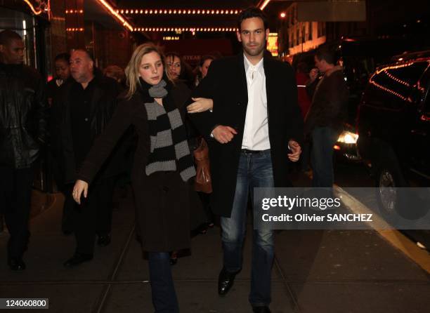 Romantic walk for Cecilia's daughter Jeanne-Marie Martin and boyfriend Gurvan Rallon in the streets of Broadway In New York, United States On March...