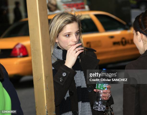Romantic walk for Cecilia's daughter Jeanne-Marie Martin and boyfriend Gurvan Rallon in the streets of Broadway In New York, United States On March...