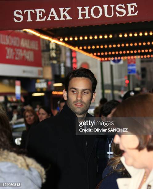 Romantic walk for Cecilia's daughter Jeanne-Marie Martin and boyfriend Gurvan Rallon in the streets of Broadway In New York, United States On March...