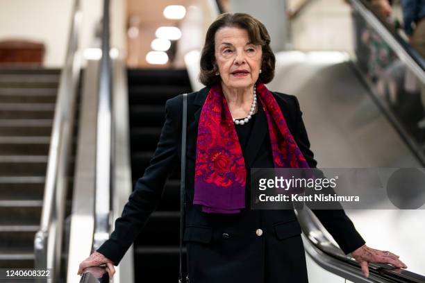 Sen. Dianne Feinstein in the Senate subway on Capitol Hill on Wednesday, May 11, 2022 in Washington, DC.