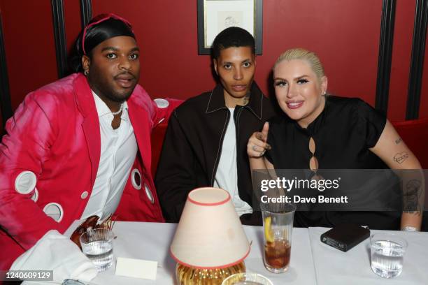 Miss Jason, Kai-Isaiah Jamal and Cora Delaney attend a party celebrating the opening of Creative Spot X British Fashion Council in Bicester Village,...