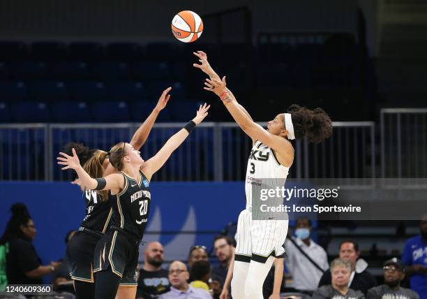 Chicago Sky forward/center Candace Parker shoots the ball over in action during a WNBA game between the New York Liberty and Chicago Sky on May 11 at...