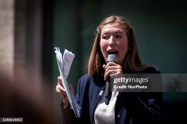 Yana Chiara Ehm MP, ManifestA during the sit-in for peace in Rome's Piazza Santi Apostoli, in Rome, Italy, on May 11, 2022. The demonstration was...