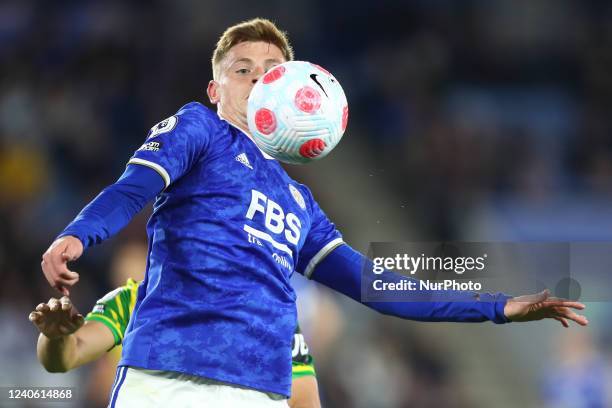 Harvey Barnes of Leicester City pictured with the ball during the Premier League match between Leicester City and Norwich City at the King Power...