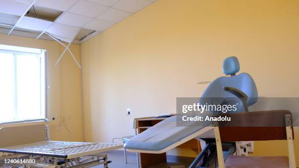 Healthcare professional searches for medicines and medical equipment in a destroyed hospital as Russian attacks continue in Chernihiv, Ukraine on May...