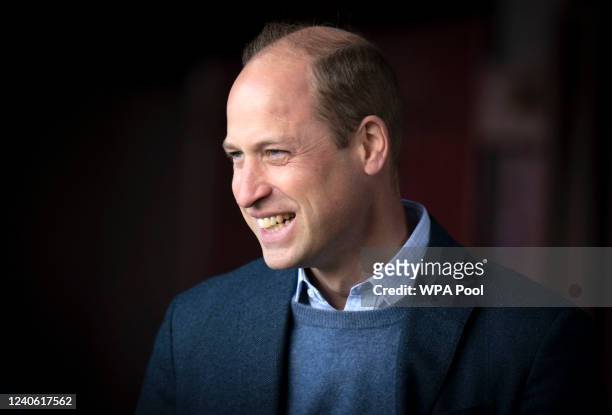 Prince William, The Duke of Cambridge during a visit to Heart of Midlothian Football Club to see a programme called 'The Changing Room' launched by...