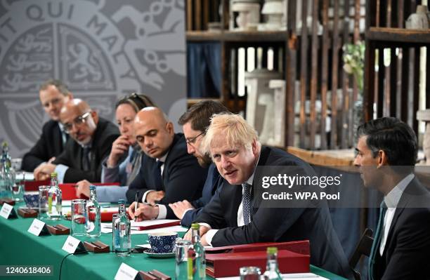 Britain's Prime Minister Boris Johnson , chairs a cabinet meeting with Britain's Education Secretary Nadhim Zahawi , Britain's International Trade...