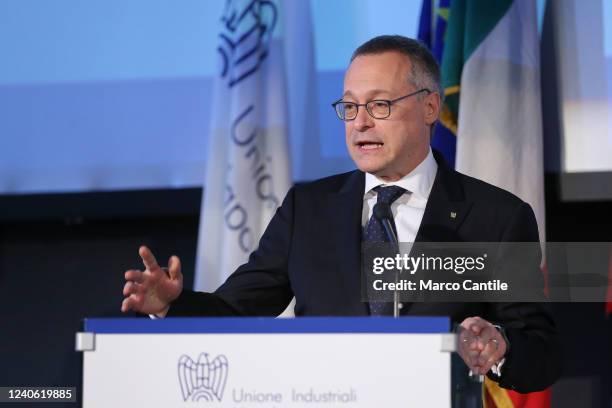 The president of Confindustria, Carlo Bonomi, during the assembly of industrialists in Naples, entitled "South Cohesion".