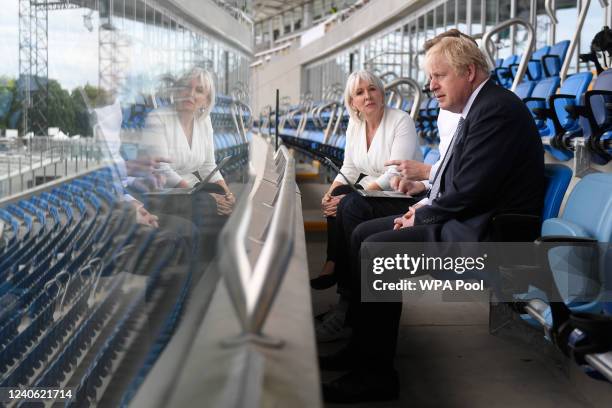 Prime Minister Boris Johnson and UK Culture Secretary Nadine Dorries speak with Martin Green , chief creative officer of Birmingham 2022 about the...