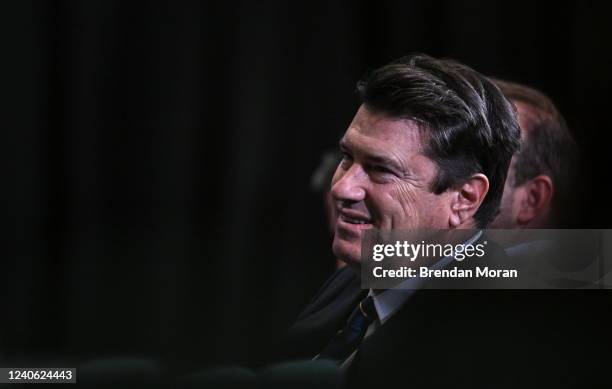 Dublin , Ireland - 12 May 2022; Rugby Australia chairman Hamish McLennan during a World Rugby Cup future hosts announcement media conference at the...