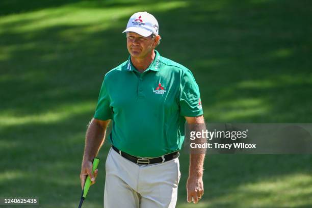 Retief Goosen of South Africa leaves the green at the first hole during the first round of the PGA TOUR Champions Regions Tradition at Greystone Golf...