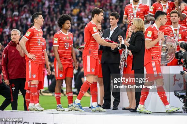 Donata Hopfen looks on after the Bundesliga match between FC Bayern München and VfB Stuttgart at Allianz Arena on May 8, 2022 in Munich, Germany.