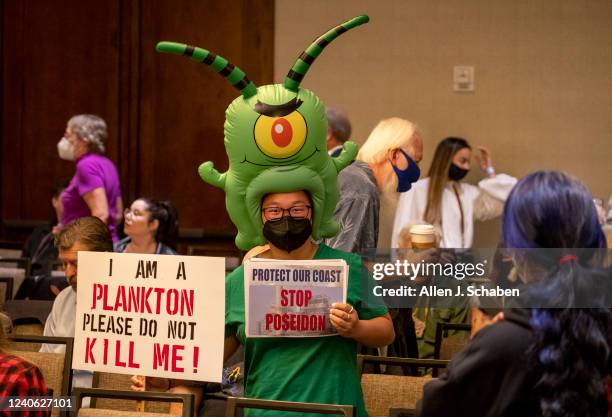 Costa Mesa, CA Zoey Lambe-Hommel, of Long Beach, who is against Poseidons proposed desalination project in Huntington Beach, attends the California...