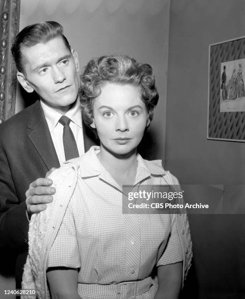 Pictured from left is Dick York and Mary Webster in the CBS television series, The Millionaire. Episode aired February 16, 1960. Photo taken January...