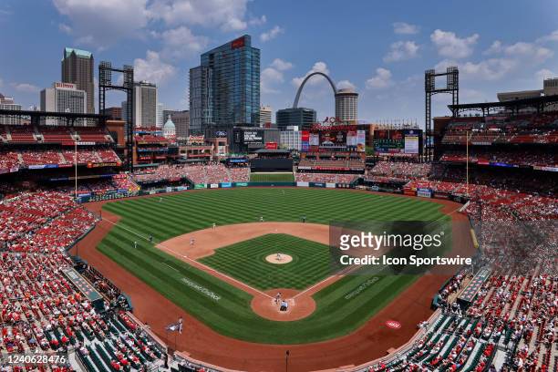 General view of the ballpark as the Baltimore Orioles bat against the St. Louis Cardinals during an MLB game on May 12, 2022 at Busch Stadium in St....