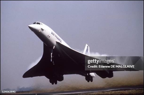 An Air France Concorde takes off, France, March, 1994.