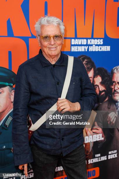 Henry Hübchen attends the world premiere of Leander Haußmann's "Stasikomoedie" at Delphi Filmpalast on May 12, 2022 in Berlin, Germany.