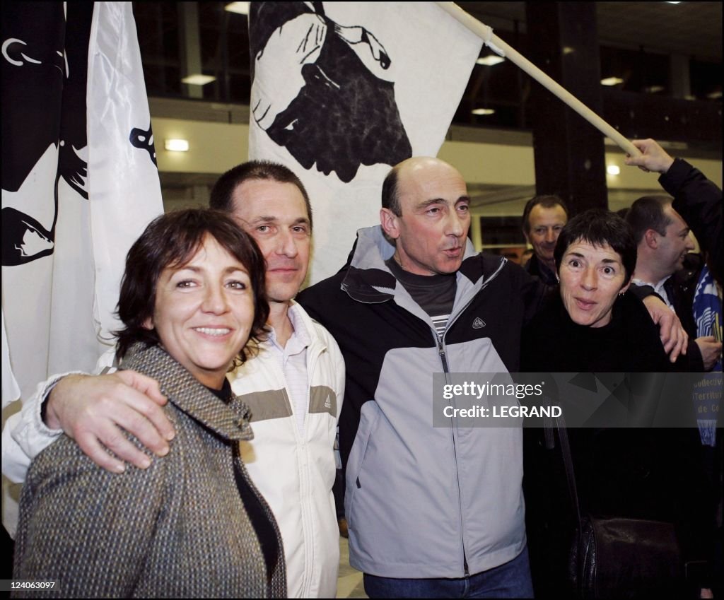 Prefect Erignac Case: Corsican Nationalists Jean Castela And Vincent Andriuzzi, Accused Of Masterminding The Assassination Of The Prefect Are Free In Fresnes, France On March 21, 2006.