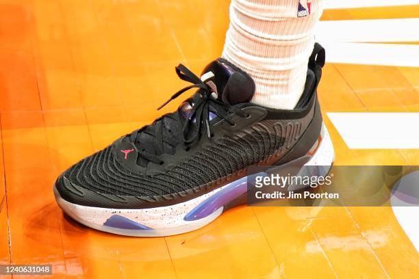 The sneakers worn by Luka Doncic of the Dallas Mavericks during the game against the Phoenix Suns during Game 5 of the Western Semifinals of the 2022...