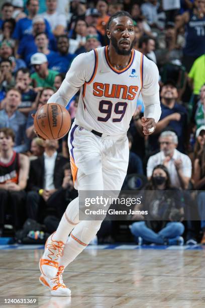 Jae Crowder of the Phoenix Suns drives to the basket during the game against the Dallas Mavericks during Game 6 of the 2022 NBA Playoffs Western...