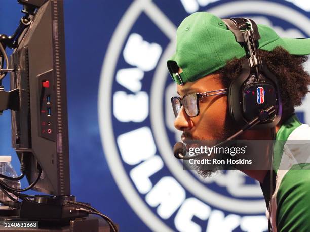 Of the Celtics Crossover Gaming looks on during the 2022 NBA 2K League the Slam Open 3v3 Tournament on May 12, 2022 at Pan Am Plaza in Indianapolis,...