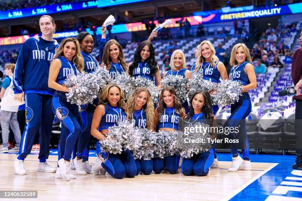 The Dallas Mavericks dance team poses for a photo before Game 6 of the 2022 NBA Playoffs Western Conference Semifinals between the Phoenix Suns and...