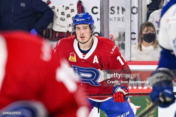 Look on Laval Rocket left wing Rafael Harvey-Pinard during the game 3 of round 2 of the Calder Cup Playoffs between the Syracuse Crunch versus the...