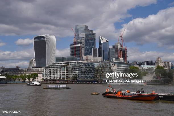 General view of the City of London, the capital's financial district, on a warm day.