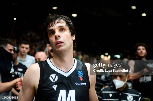 Milos Teodosic, #44 of Virtus Segafredo Bologna at the end of Virtus Segafredo Bologna vs Frutti Extra Bursaspor at Virtus Segafredo Arena on May 11,...