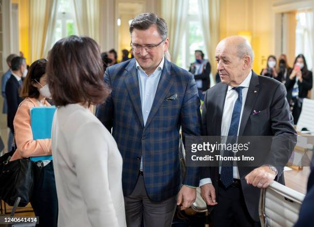 Annalena Baerbock, German Foreign Minister, and Dmytro Kuleba, Aussenminister der Ukraine, and Jean-Yves Le Drian, Foreign Minister of France, during...