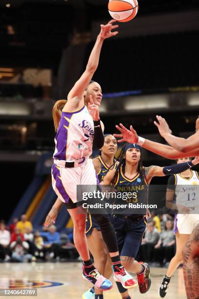 Chennedy Carter of the Los Angeles Sparks shoots the ball during the game against the Indiana Fever at Gainbridge Fieldhouse on May 8, 2022 in...