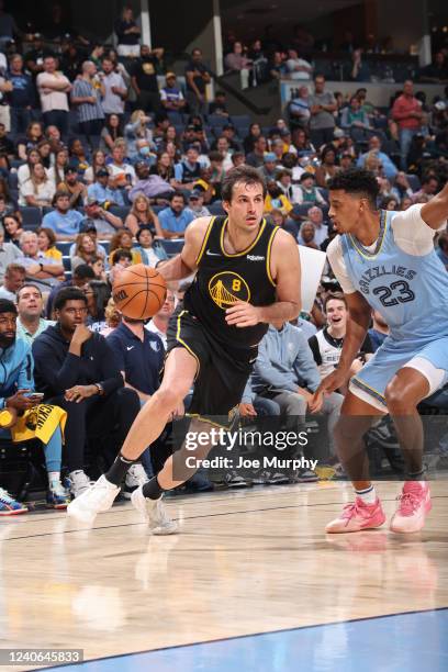 Nemanja Bjelica of the Golden State Warriors drives to the basket during the game against the Memphis Grizzlies during Game 5 of the 2022 NBA...