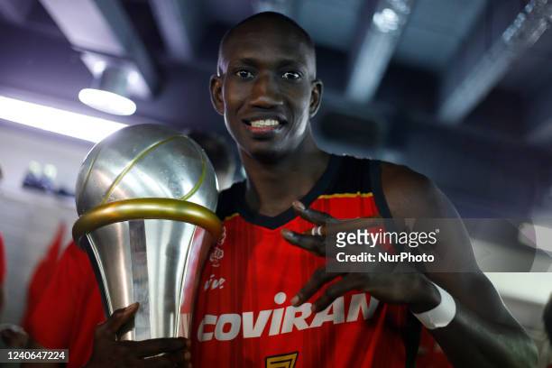 Petit Niang, of Coviran Granada smokes a cigar during the celebration of the promotion to ACB league an after winning the league during the LEB ORO...