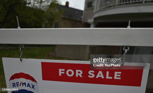 Sign seen outside a house in the center of Edmonton. On Friday, May 12 in Edmonton, Alberta, Canada.