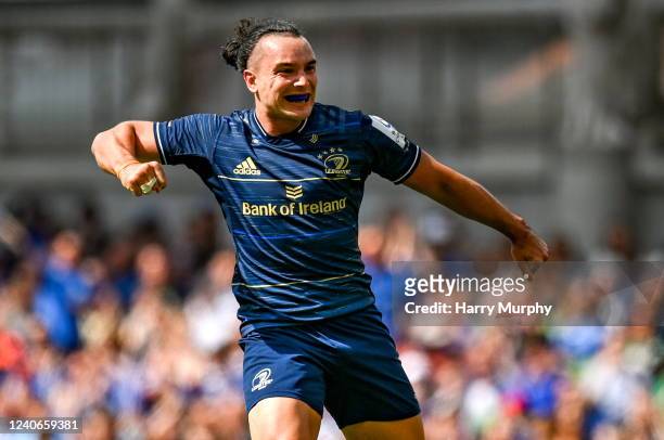 Dublin , Ireland - 14 May 2022; James Lowe of Leinster reacts during the Heineken Champions Cup Semi-Final match between Leinster and Toulouse at the...