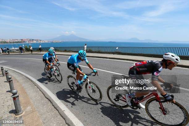 The cyclists Edoardo Zardini , Mirco Maestri and Samuele Rivi , during the eighth stage of the 105th Giro d'Italia 2022, 153 km between Naples to...