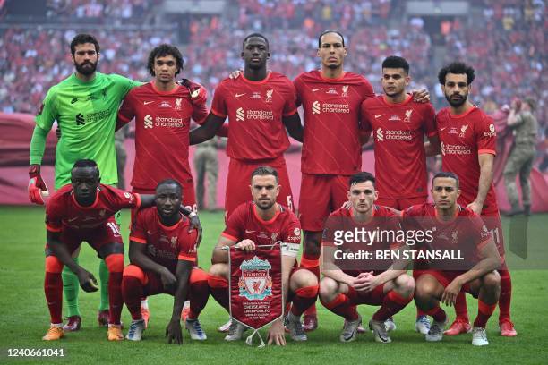 Liverpool's Senegalese striker Sadio Mane, Liverpool's Guinean midfielder Naby Keita, Liverpool's English midfielder Jordan Henderson, Liverpool's...
