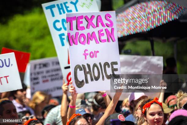 Pro-choice supporters rally for reproductive rights at the Texas Capitol on May 14, 2022 in Austin, Texas. On May 2, 2022 Politico published a leaked...