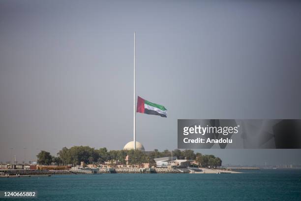 United Arab Emirates flag flying half-mast after the death of UAE President Sheikh Khalifa bin Zayed Al Nahyan passed away on Friday at the age of...