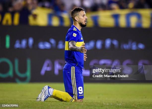 Dario Benedetto of Boca Juniors reacts during a semi-final match of Copa De la Liga 2022 between Boca Juniors and Racing Club at Estadio Ciudad de...