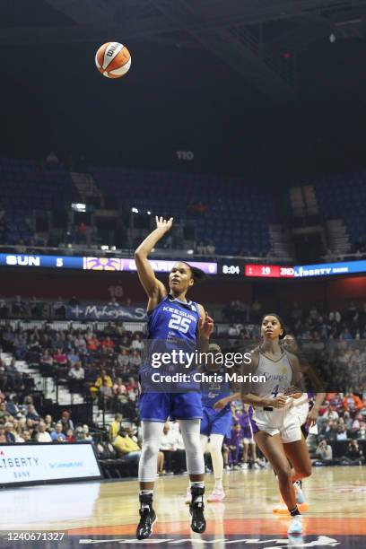 Alyssa Thomas of the Connecticut Sun shoots the ball during the game against the Los Angeles Sparks on May 14, 2022 at the Mohegan Sun Arena in...