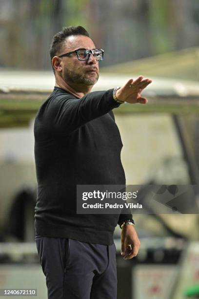 Antonio Mohamed, head coach of Atletico Mineiro reacts during a match between Atletico Mineiro and Atletico Goianiense as part of Brasileirao 2022 at...