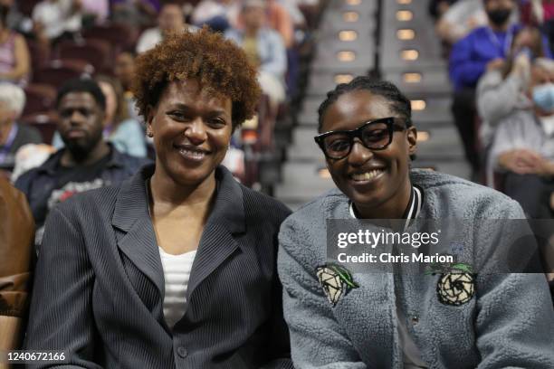 Director of Basketball Strategy and Planning, Asjha Jones, of the Portland Trail Blazers and former WNBA Player, Kalana Greene, pose for a photograph...