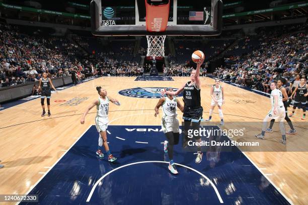 Emma Meesseman of the Chicago Sky shoots the ball against the Minnesota Lynx on May 14, 2022 at Target Center in Minneapolis, Minnesota. NOTE TO...