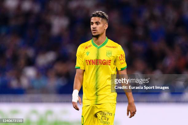 Ludovic Blas of Nantes walks in the field during the Ligue 1 Uber Eats match between Olympique Lyonnais and FC Nantes at Groupama Stadium on May 14,...
