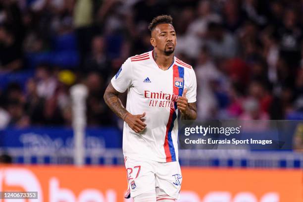 Jerome Boateng of Lyon runs in the field during the Ligue 1 Uber Eats match between Olympique Lyonnais and FC Nantes at Groupama Stadium on May 14,...