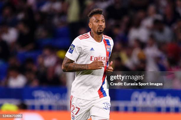 Jerome Boateng of Lyon runs in the field during the Ligue 1 Uber Eats match between Olympique Lyonnais and FC Nantes at Groupama Stadium on May 14,...